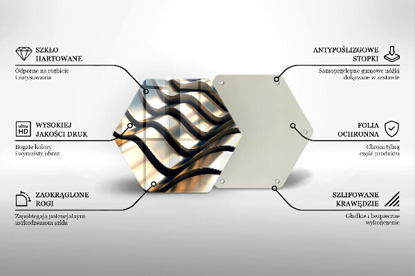 Deska szklana do kuchni Metalowe kształty 3D