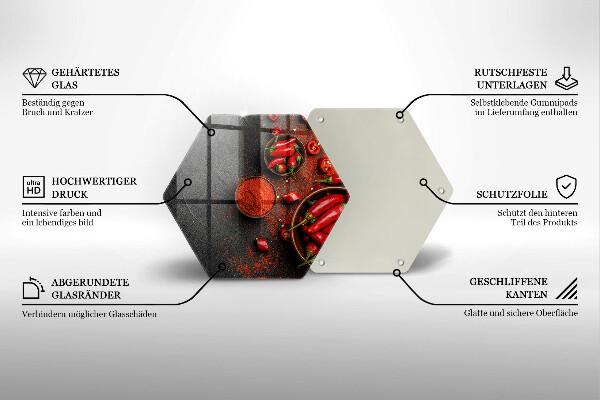 Deska szklana do kuchni Czerwone chili papryki
