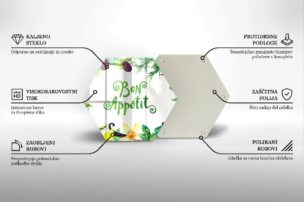 Deska szklana do kuchni Napis Bon Appetit