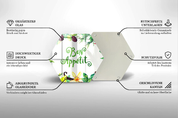 Deska szklana do kuchni Napis Bon Appetit