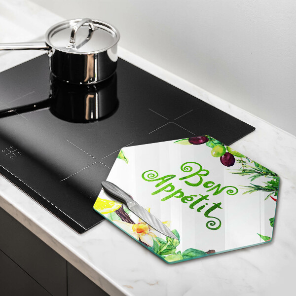 Deska szklana do kuchni Napis Bon Appetit