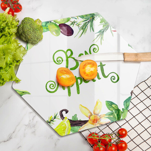 Deska szklana do kuchni Napis Bon Appetit