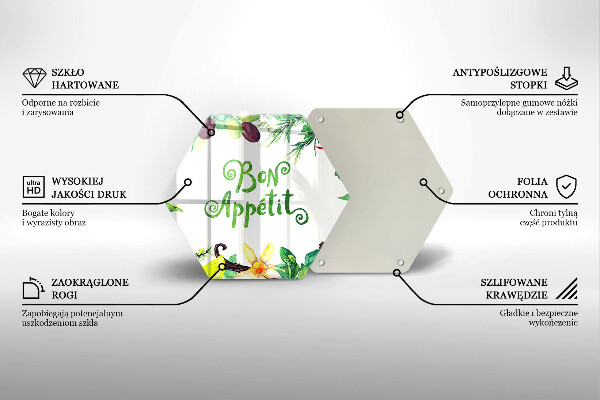 Deska szklana do kuchni Napis Bon Appetit