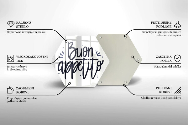 Deska szklana do kuchni Napis Buon Appetito