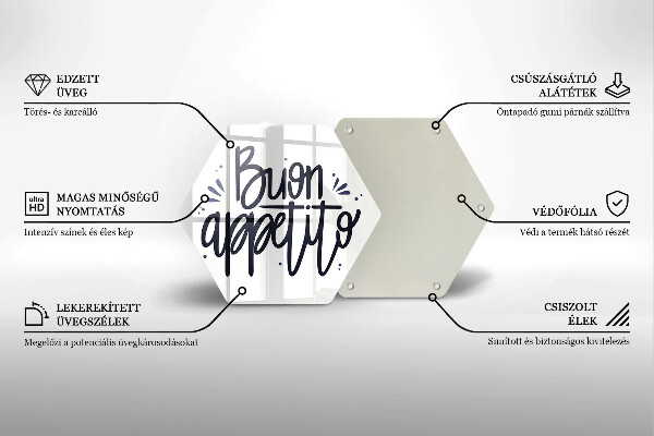 Deska szklana do kuchni Napis Buon Appetito