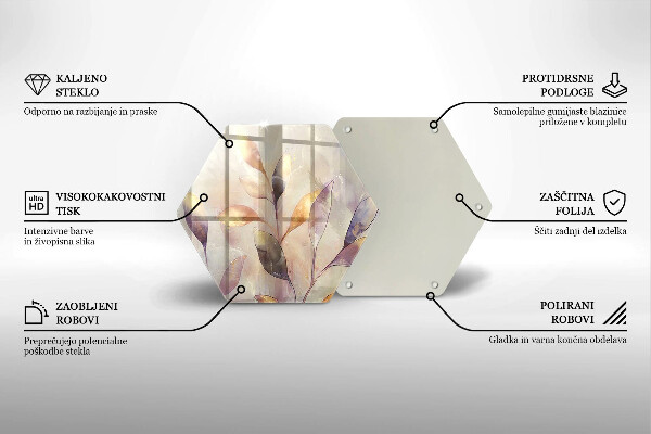 Deska szklana do kuchni Malowane boho liście