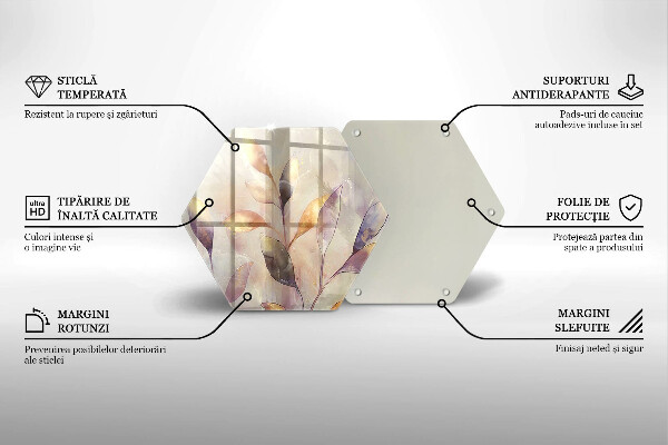 Deska szklana do kuchni Malowane boho liście