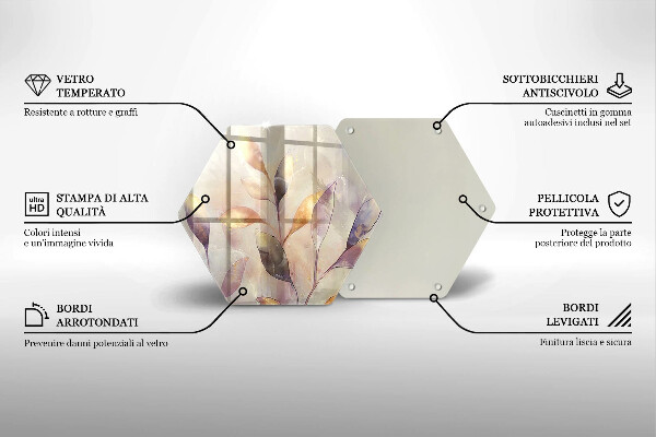 Deska szklana do kuchni Malowane boho liście