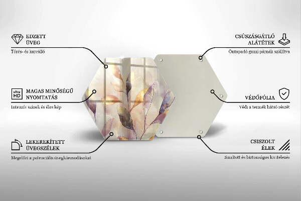 Deska szklana do kuchni Malowane boho liście