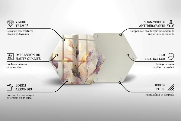 Deska szklana do kuchni Malowane boho liście