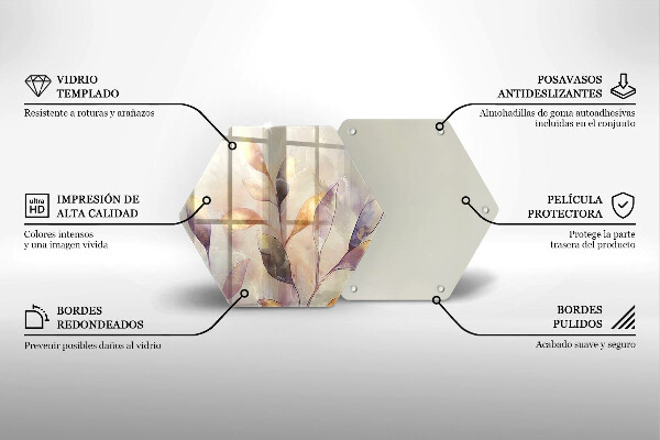 Deska szklana do kuchni Malowane boho liście