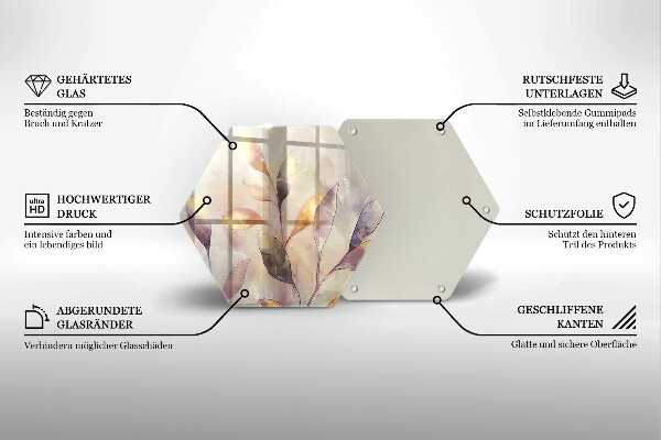 Deska szklana do kuchni Malowane boho liście