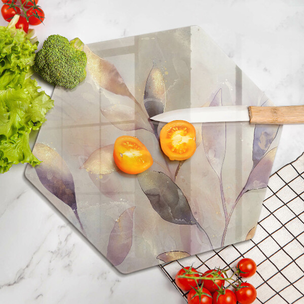 Deska szklana do kuchni Malowane boho liście