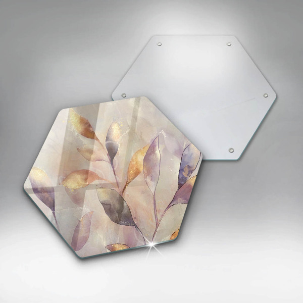 Deska szklana do kuchni Malowane boho liście