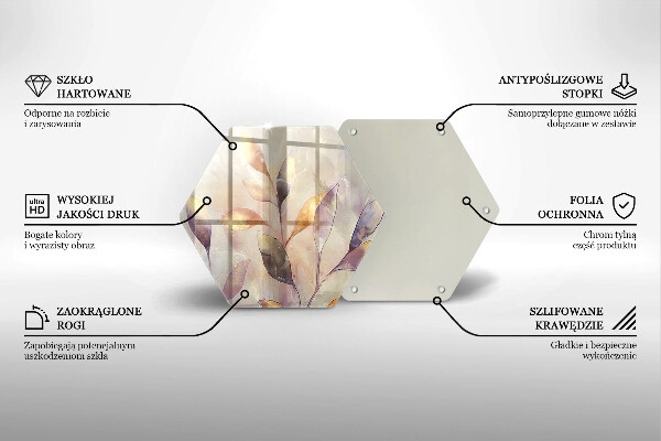 Deska szklana do kuchni Malowane boho liście