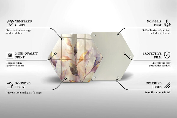 Deska szklana do kuchni Malowane boho liście