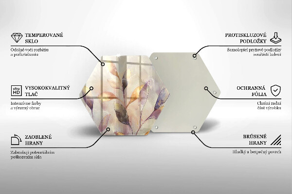 Deska szklana do kuchni Malowane boho liście