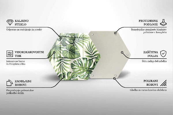 Deska szklana do kuchni Ilustracja liście monstery