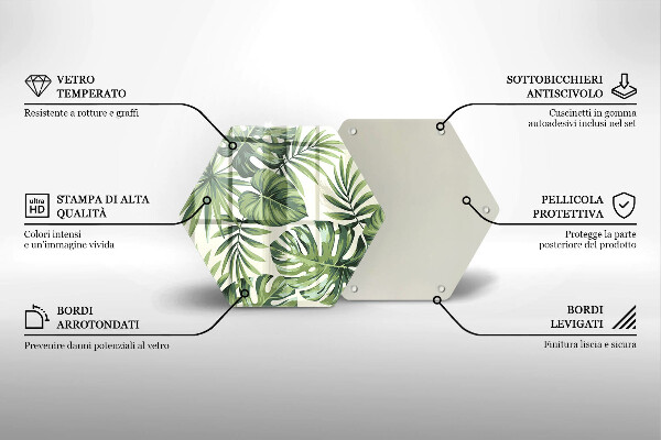 Deska szklana do kuchni Ilustracja liście monstery