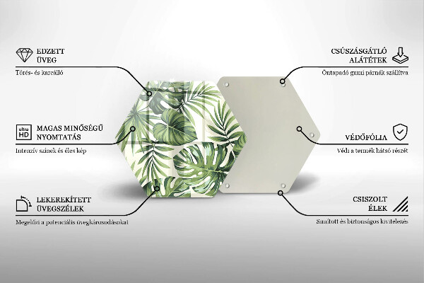 Deska szklana do kuchni Ilustracja liście monstery