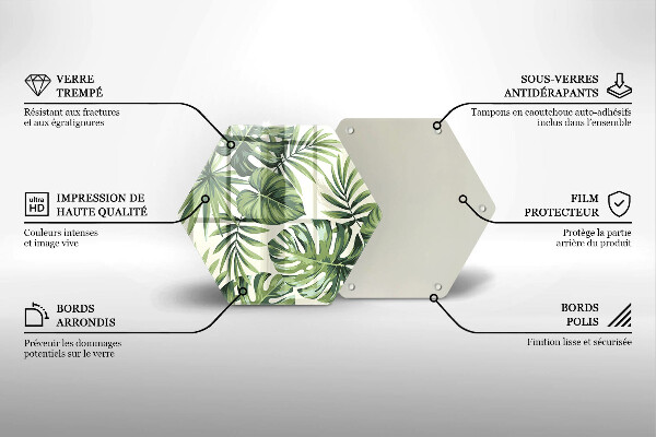 Deska szklana do kuchni Ilustracja liście monstery