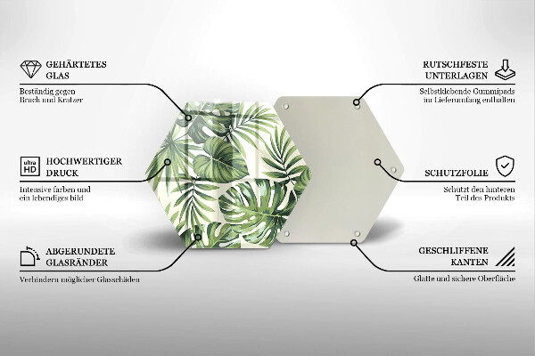 Deska szklana do kuchni Ilustracja liście monstery