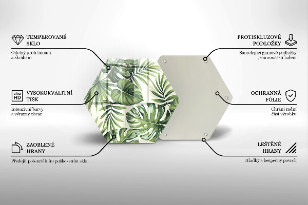 Deska szklana do kuchni Ilustracja liście monstery