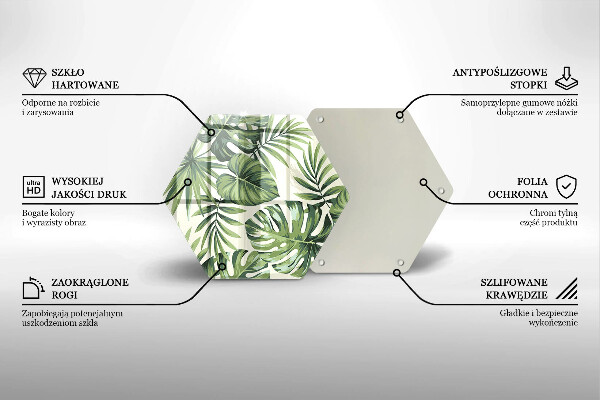 Deska szklana do kuchni Ilustracja liście monstery