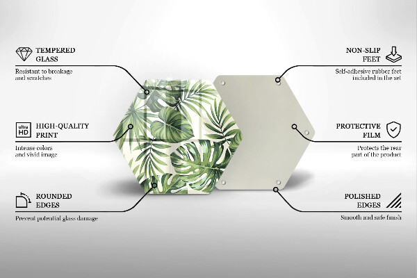 Deska szklana do kuchni Ilustracja liście monstery