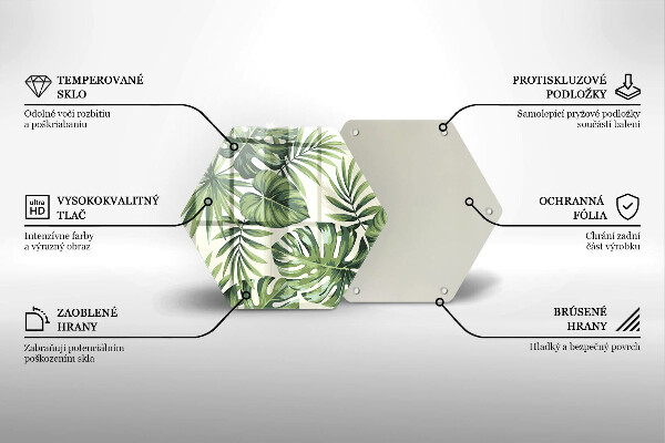 Deska szklana do kuchni Ilustracja liście monstery