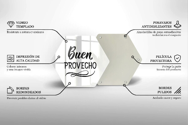 Deska szklana do kuchni Napis Buen provecho