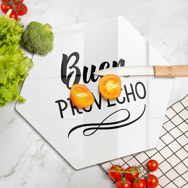 Deska szklana do kuchni Napis Buen provecho