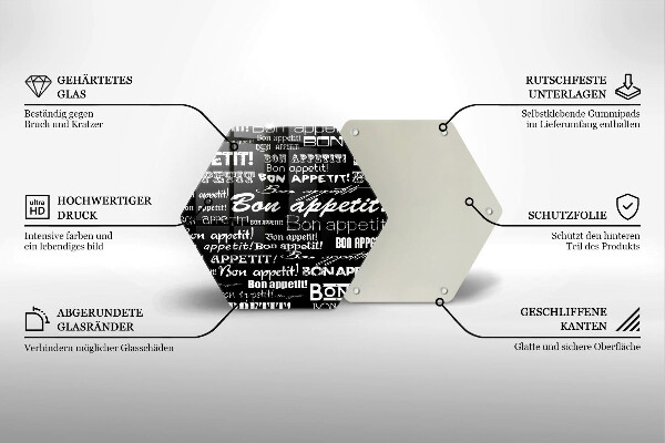 Deska szklana do kuchni Kuchnia napisy Bon appetit