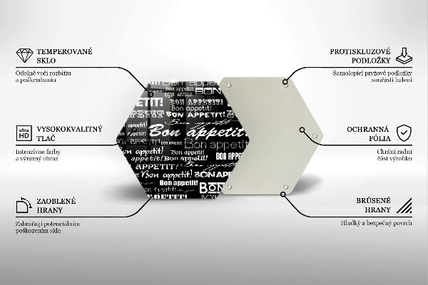 Deska szklana do kuchni Kuchnia napisy Bon appetit