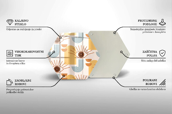Deska szklana do kuchni Boho wzór oczy