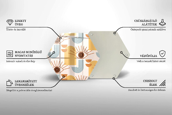 Deska szklana do kuchni Boho wzór oczy