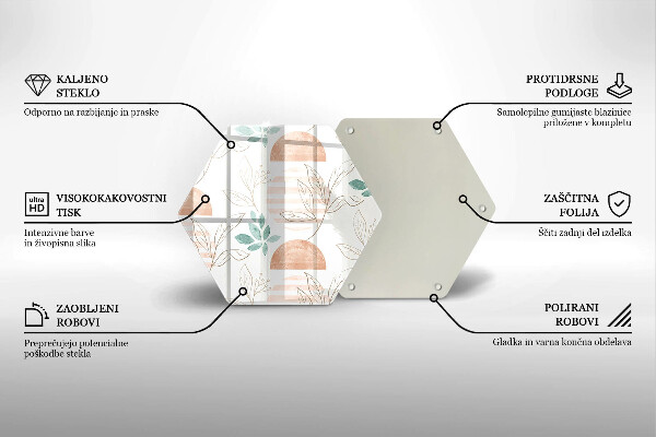 Deska szklana do kuchni Boho wzór liście