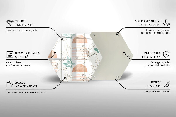 Deska szklana do kuchni Boho wzór liście