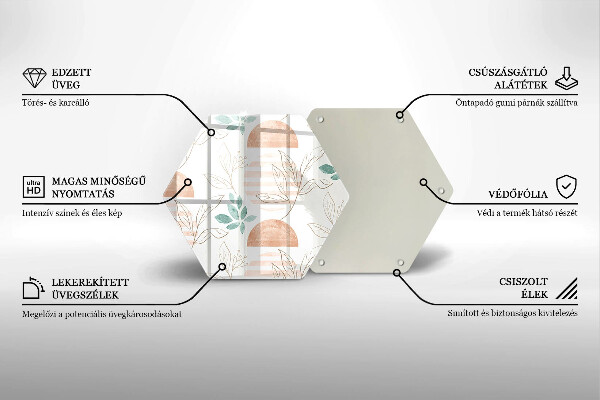 Deska szklana do kuchni Boho wzór liście