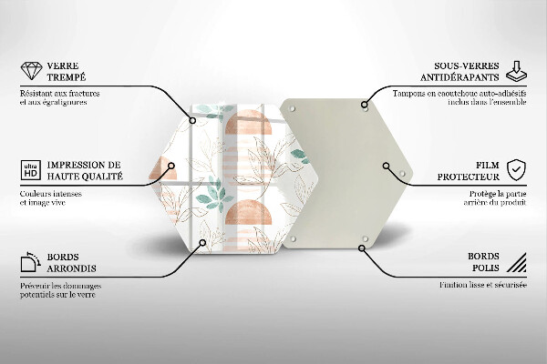 Deska szklana do kuchni Boho wzór liście