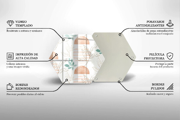 Deska szklana do kuchni Boho wzór liście