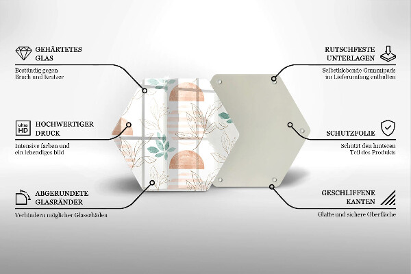 Deska szklana do kuchni Boho wzór liście