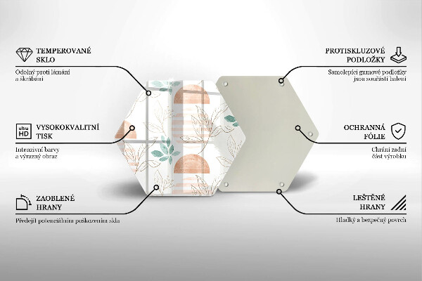 Deska szklana do kuchni Boho wzór liście