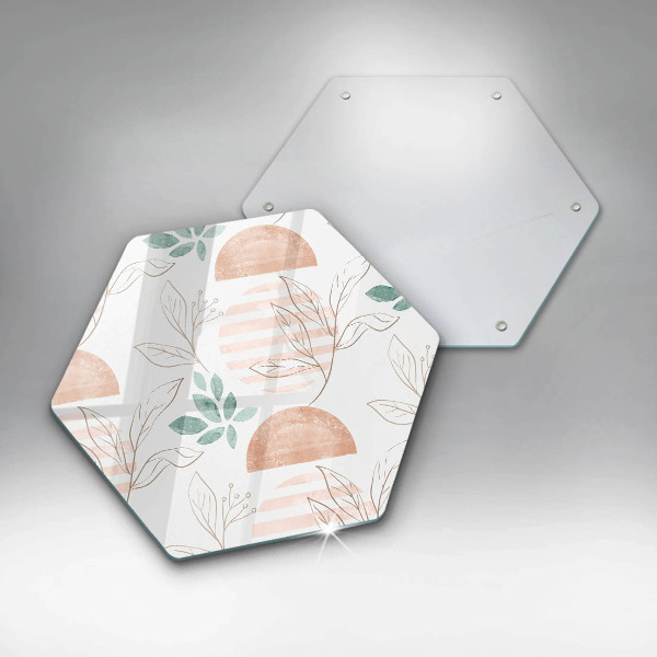 Deska szklana do kuchni Boho wzór liście