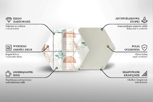 Deska szklana do kuchni Boho wzór liście
