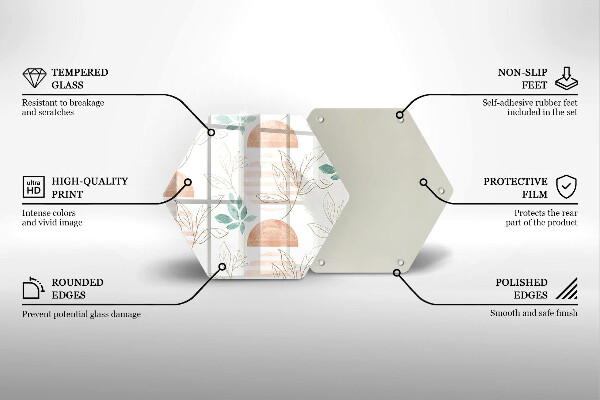 Deska szklana do kuchni Boho wzór liście