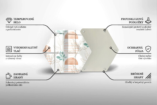 Deska szklana do kuchni Boho wzór liście