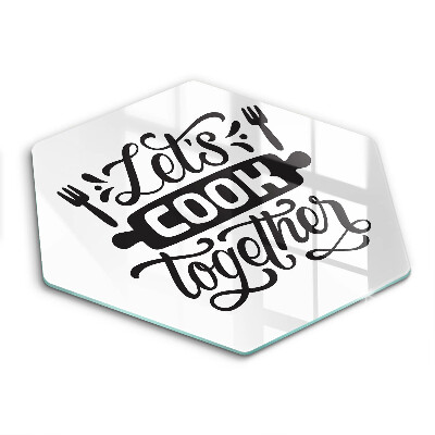 Deska szklana do kuchni Napis Let's cook together