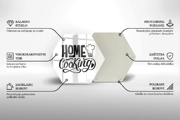 Deska szklana do kuchni Napis Home cooking