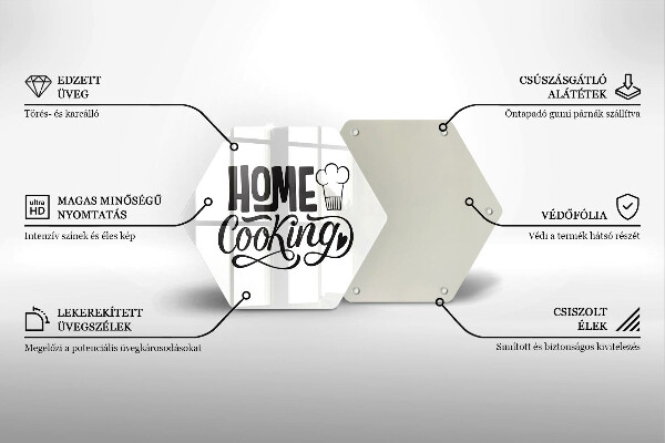 Deska szklana do kuchni Napis Home cooking